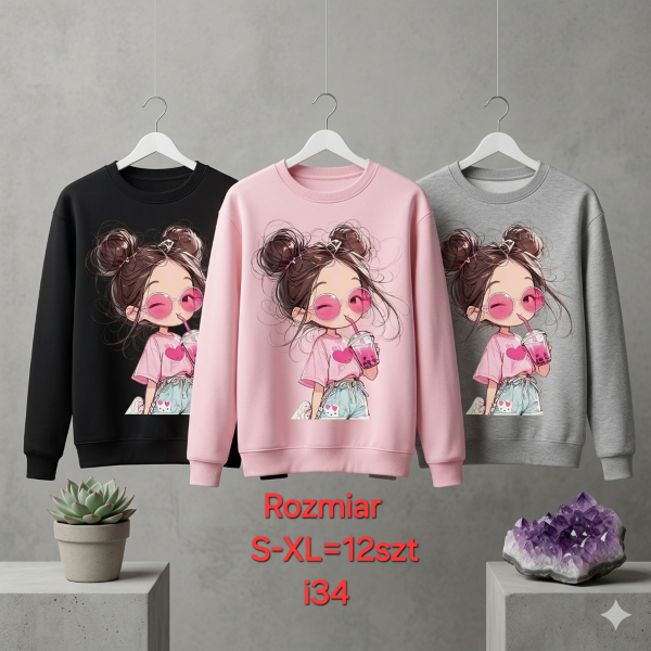 Bluzki damskie Roz S-XL, 1 Kolor Paczka 12 szt